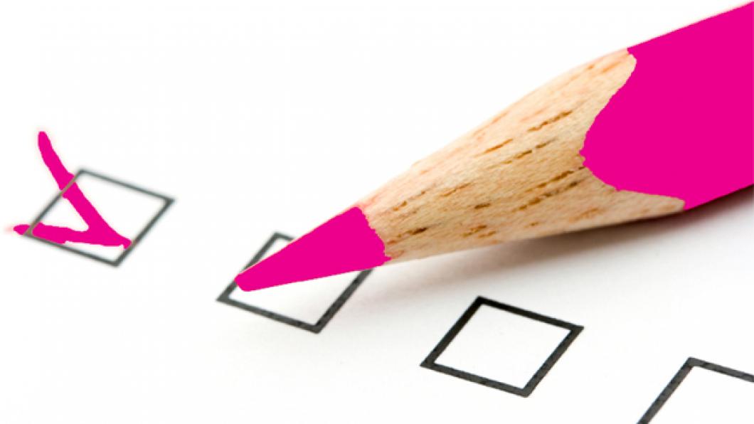 Plaatje met aantal checkboxjes en een roze potlood