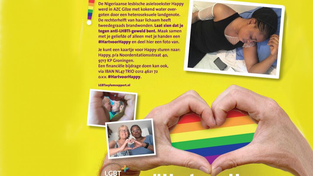 Oproep van LGBT Asylum Support voor ondersteuningskaarten of foto's voor Happy