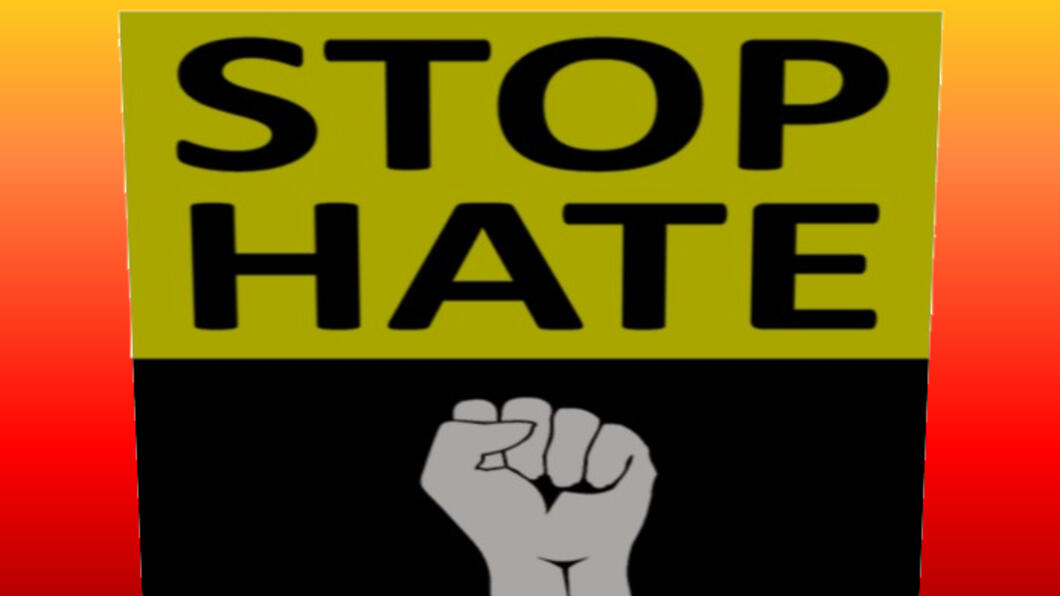 plaatje "stop hate"met vuist