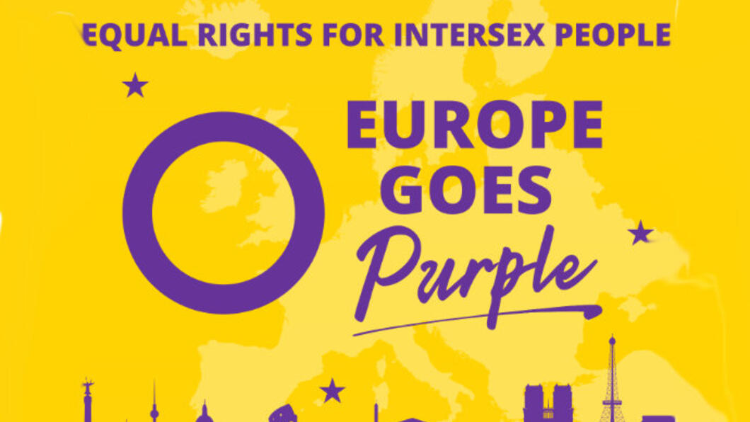 Affiche van de 'Europe=goes-purple' campagne