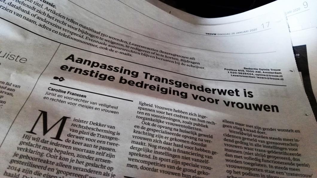De opiniepagina van Trouw 28 januari 2020 Trouw20200128.jpg