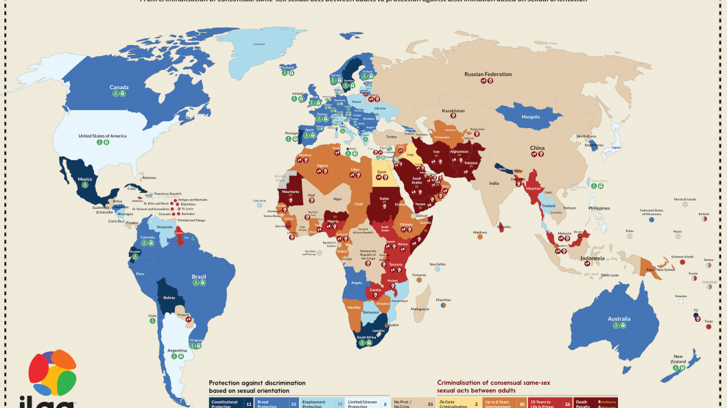 kaart met LHBTI-rechten over de wereld