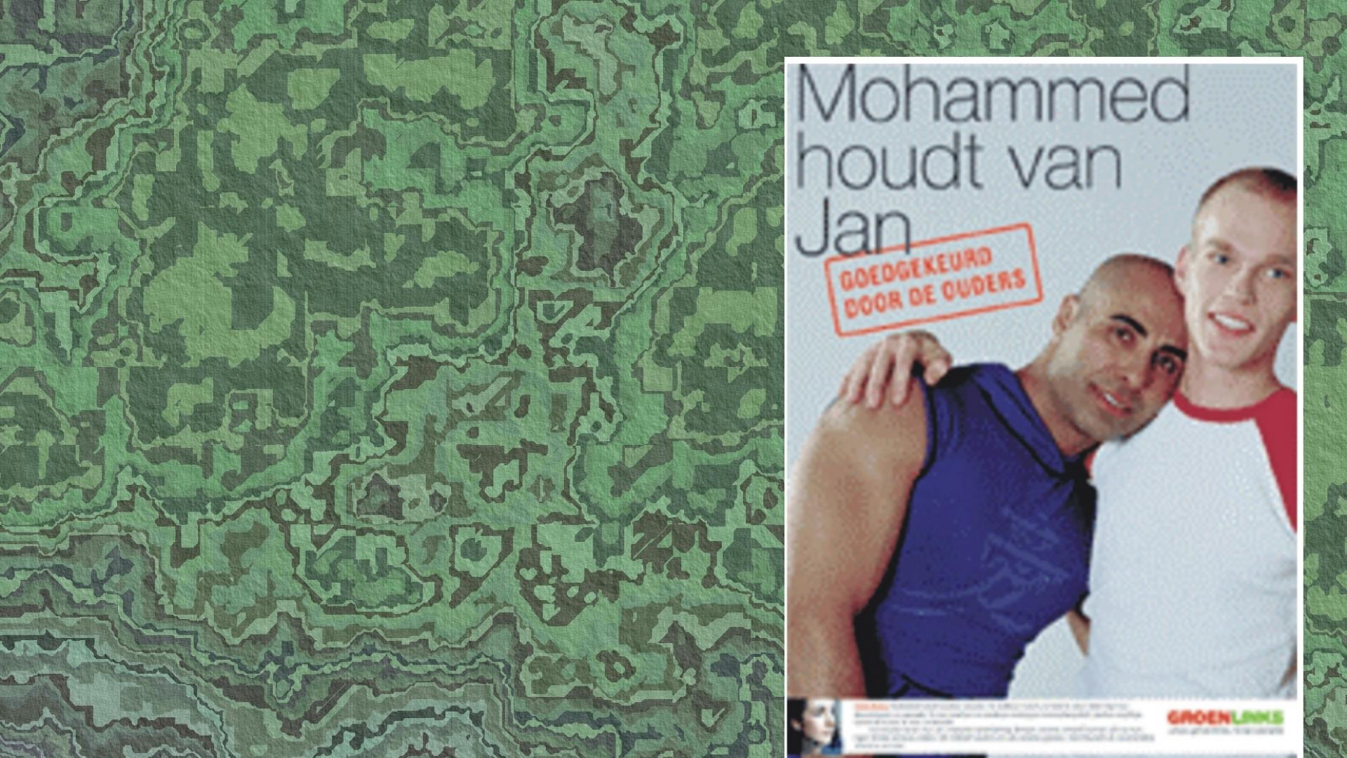 Affiche "Mohammed houdt van Jan" van GroenLinks met achtergrond