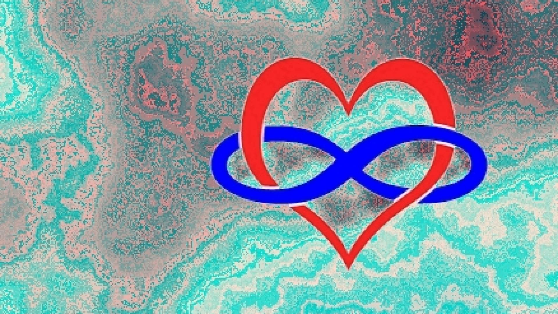 Polyamorie-symbool (hart met oneindigheidsteken erdoorheen)