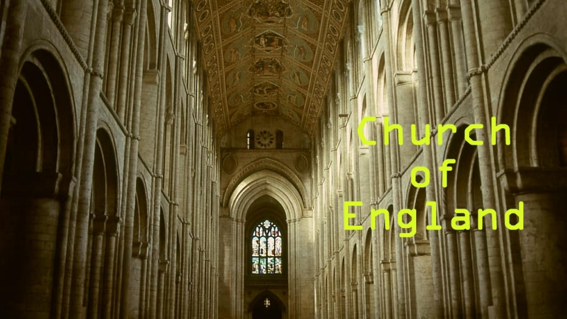 Anglicaanse kathedraal met de tekst 'Church of England'