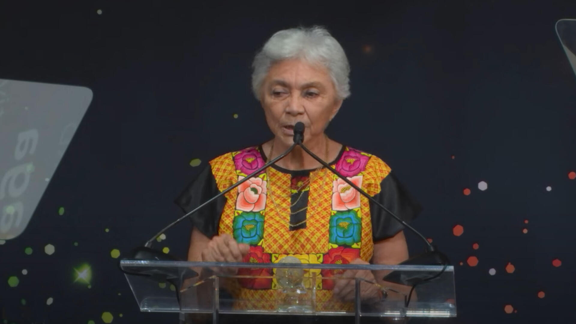 Gloria Careaga houdt speech