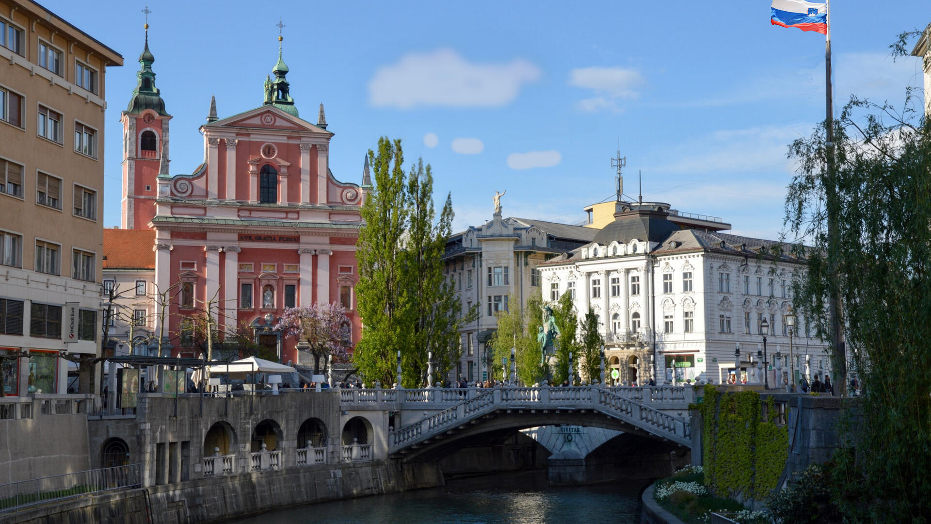 straatbeeld van Ljubljana, hoofdstad van Slovenië